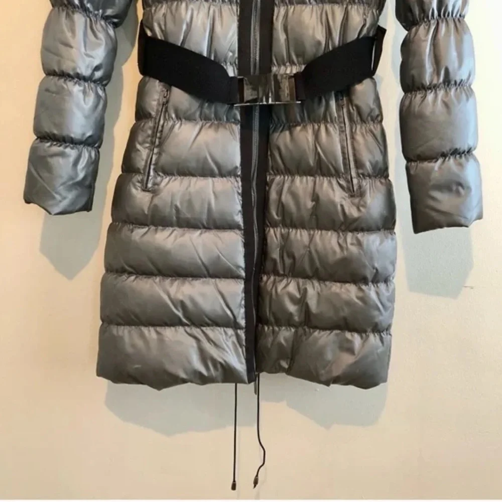 Vero Moda Iman 3/4 Puffer Thick Comfy Belted Hooded Winter Jacket Coat Grey - Picture 4 of 15